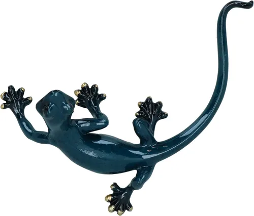 Vista 2 de AB Tools Blue Gecko Lizard Resina Cobertizo de pared Escultura Decoración Estatua Pequeña Casa Ornamento
