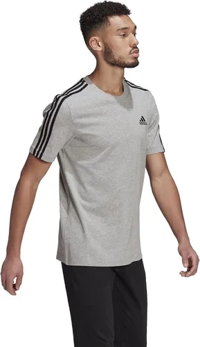 Vista 2 de adidas Camiseta Essentials de 3 rayas para hombre, Negro Blanco