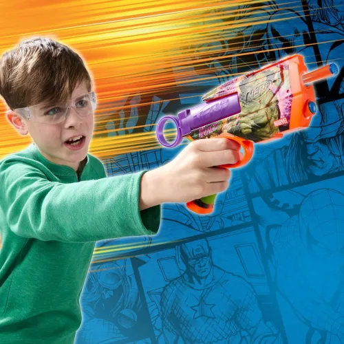 Vista 15 de Nerf Marvel Hulk Dart Blaster 4 dardos de espuma Nerf N1 Diseños de piel inspirados en Hulk Regalos para llenar calcetines navideños
