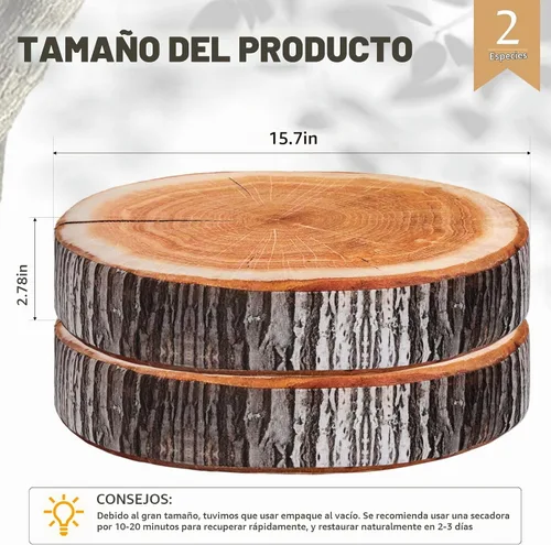 Vista 3 de 2 cojines redondos decorativos de madera para suelo, emulación