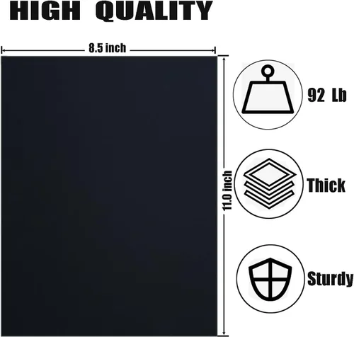 Vista 2 de Baisunt 20 hojas de cartulina negra de 250 g/m²/92 lb, papel grueso en blanco para proyectos de arte DIY, álbum de recortes, elaboración de tarjetas