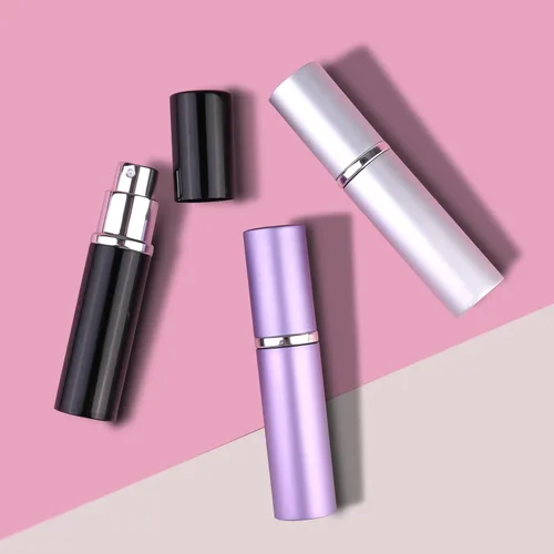 Vista 5 de Botellas atomizadoras de perfume de viaje recargables, 2 botellas de spray portátiles de 0.3 fl oz, atomizador de perfume recargables para después