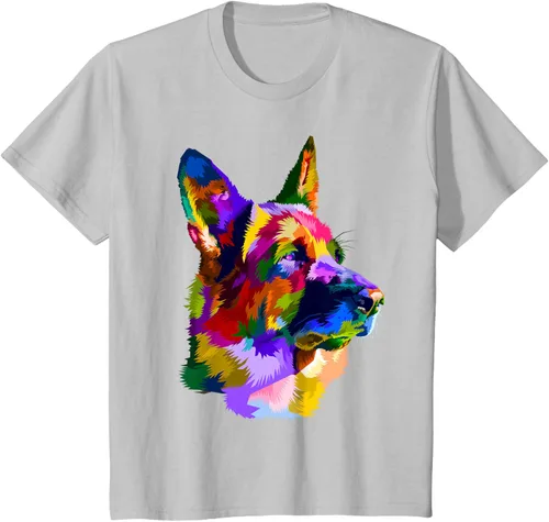 Vista 74 de Camiseta con retrato de pastor alemán para dueños de perros, Negro, S