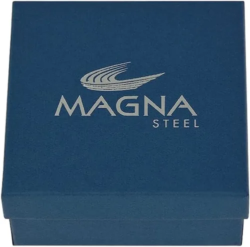 Vista 6 de Magna Steel Pulsera trenzada de cuero genuino para hombre con cierre magnético