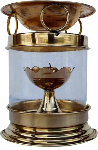 Vista 2 de Latón Aromaterapia Quemador de aceite Hindú Puja Deepak Lámpara de aceite