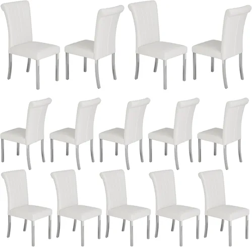 Vista 28 de Asday Upholstered Dining Chairs Set of 2, High Back Fabric Chairs, Beige Linen Fabric, High Back, Black Metal Legs