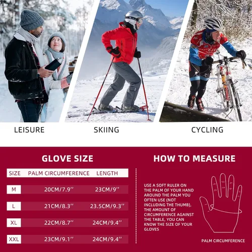 Vista 7 de Bodychum Winter Gloves for Men Women, Waterproof Ski Gloves with Fingertip Touch Screen for Sking Snowing Cycling Outdoor Activities