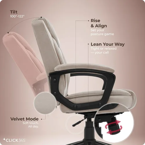 Vista 7 de Click365 Transform 1.0 Silla de oficina ergonómica, silla de escritorio con respaldo medio con brazos acolchados, soporte lumbar, altura ajustable