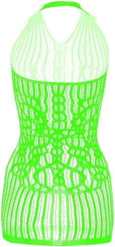 Vista 2 de Lencería de red para mujer, ropa de dormir de una pieza con cuello en V, mini vestido, talla única
