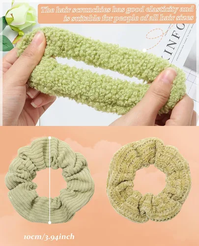 Vista 2 de 5 piezas de coleteros peludos - Coleteros elásticos para el cabello, bandas para el cabello para coleta, accesorios para el cabello para mujeres