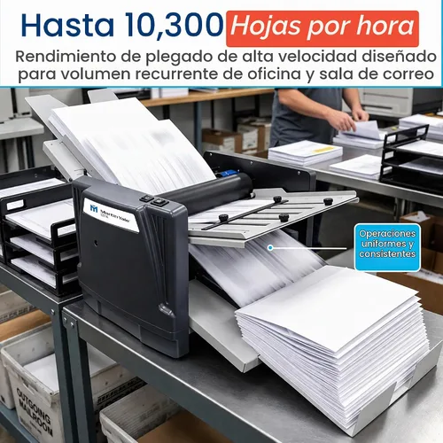 Vista 5 de Martin Yale 1217A Máquina automática de carpetas de papel, carpeta de documentos de alimentación automática de servicio medio para oficinas
