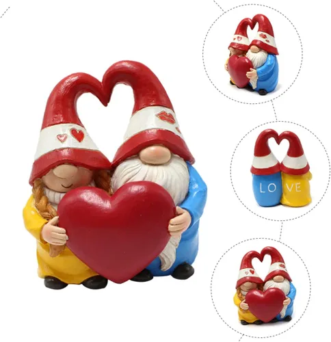 Vista 2 de YARNOW 3pcs Garden Couple Ornaments Wedding Couple Figurines Gnome Sculpture Nomes Gnome Couple Figurine Garden Elf Statue Garden Nome Garden