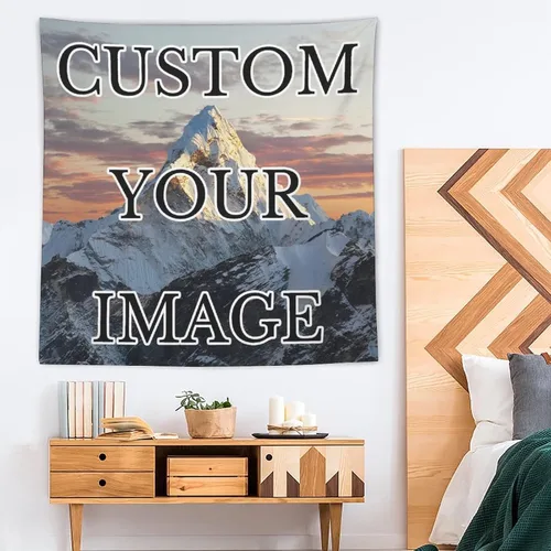 Vista 4 de kioskbanks Tapiz personalizado con foto para dormitorio, tapiz de pared personalizado con tu propia imagen, telón de fondo para decoración del hogar