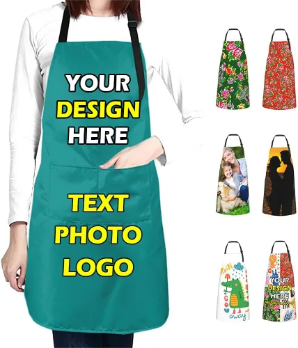 Vista 22 de Delantales impermeables personalizados para diseñar tu propia imagen, logotipo, texto, añadir fotos, delantal para cocinar hornear, 33 x 27.5