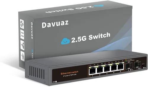 Vista 11 de Interruptor Ethernet no administrado de 2.5G con 4 puertos Base-T de 2.5G y 2 puertos de enlace ascendente SFP+ de 10G, compatible