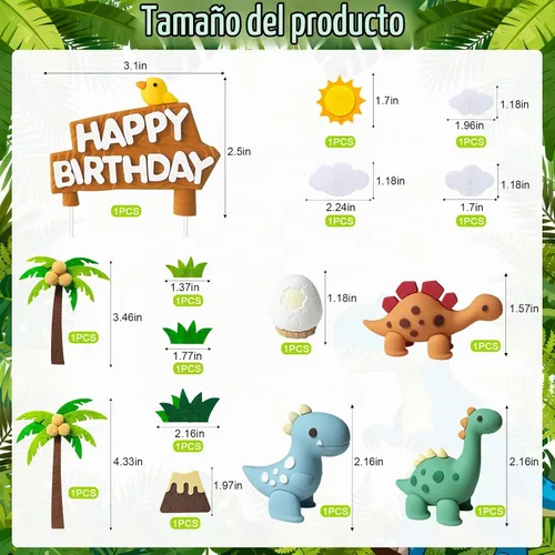 Vista 2 de Knana - 18 decoraciones de dinosaurio para tartas de cumpleaños