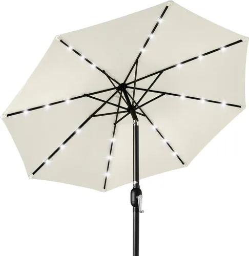 Vista 30 de Best Choice Products Sombrilla de Patio Solar de Poliéster con Luz LED de 10 pies con Ajuste de Inclinación y Tela Resistente a los Rayos UV - Gris