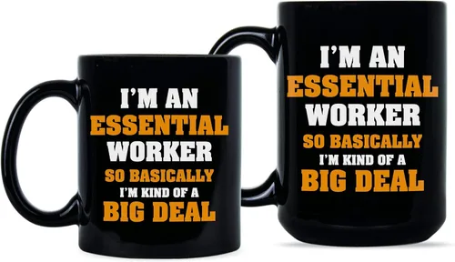 Vista 2 de Taza con texto en inglés "Im An Essential Worker