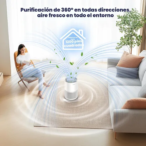 Vista 2 de Purificadores de aire para el hogar, habitación grande de hasta 1200 pies cuadrados, purificador de aire LUNINO H13 True HEPA para dormitorio