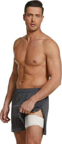 Vista 5 de Deyeek Pantalones cortos para hombre, pantalones cortos de recuperación de rodilla con bolsillos para hombre, adaptativos, posteriores a la cadera