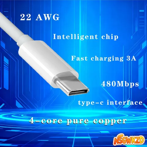 Vista 2 de Cable USB C a USB C de 60 W, carga rápida para MacBook Air Pro, iPad, iPhone17 16 15, tableta Samsung Galaxy A7, cable de carga tipo C para teléfono