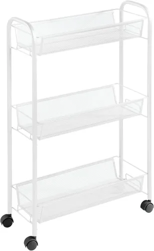 Vista 3 de mDesign Carrito organizador de almacenamiento con 3 estantes de cesta para lavandería, vestíbulo, garaje, organización de baño, capacidad para Negro