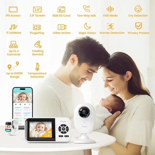 Vista 2 de Simyke - Monitor de bebé AI con tarjeta SD 8G, cámara inteligente
