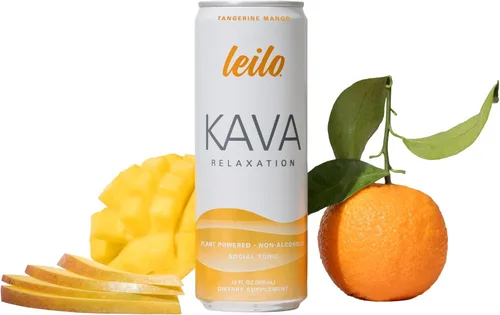 Vista 12 de LEILO Bebida Espumosa Relajante a Base de Kava Sabor Mora y Naranja 12-Pack – Bebida Tranquilizante Sin ALC Latas de 12 onzas líquidas