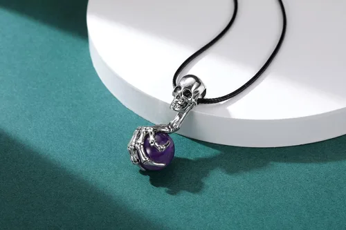 Vista 2 de Jovivi Collar con colgante de bola de cristal envuelto para hombres y mujeres, piedras preciosas naturales, amuleto curativo, collar de cuarzo