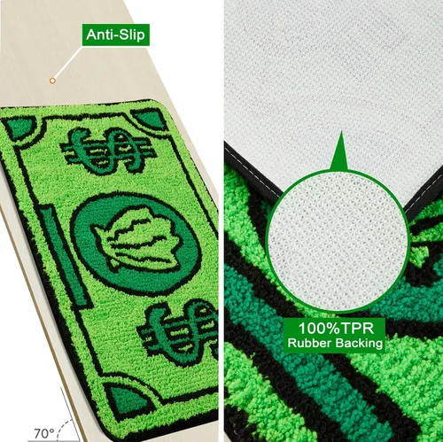 Vista 5 de RoomTalks Linda alfombra de dinero de 3 x 5 pulgadas, divertida, pequeña, para dormitorio de niñas, niños, baño, cocina, dormitorio, antideslizante