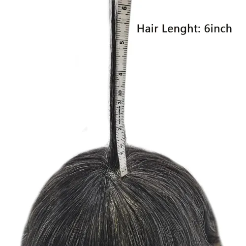 Vista 7 de Toupee para hombres, sistema de reemplazo de cabello humano Remy, nudos blanqueados, encaje frontal, piel fina, para hombre, color gris, pelucas
