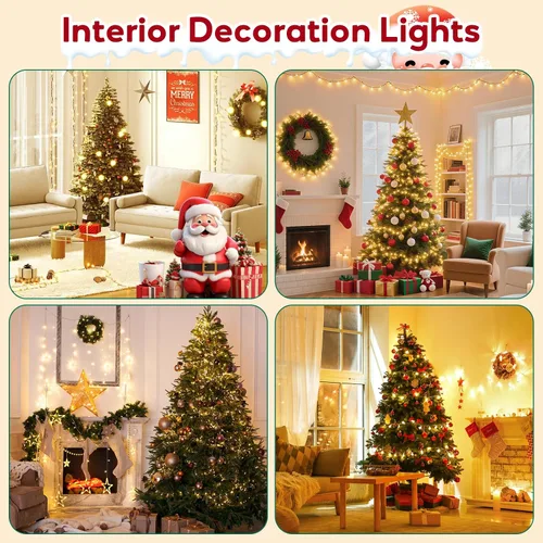 Vista 4 de Hishine Luces de Navidad de 49 pies, 1000 luces LED para exteriores, tira de luces para interiores, 8 modos, impermeable, enchufable, luz de árbol