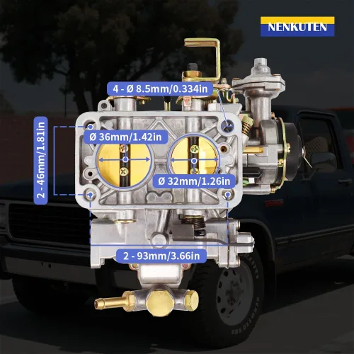 Vista 2 de NENKUTEN Nuevo Carburador 2 Barriles para Weber 32/36 DGV DGEV Estrangulador eléctrico 32x36 para Toyota Pickup Celica Corona 20R 22R Holley Mazda