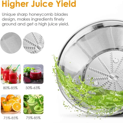 Vista 3 de [Usado] Exprimidor extractor picberm Exprimidor de boca ancha, exprimidor centrífugo de 3 velocidades para frutas y verduras, potente exprimidor