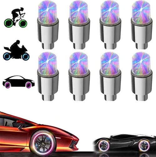 Vista 12 de 20 Pack de tapas de válvula de luz LED para neumáticos de coche, ruedas y conjuntos, luces de neumáticos de bicicleta, motocicleta, luz de válvula