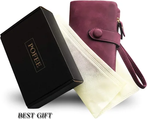 Vista 7 de PofeeXIO Billeteras pequeñas de cuero plegable para mujer, con ranuras para tarjetas, con cremallera y cremallera