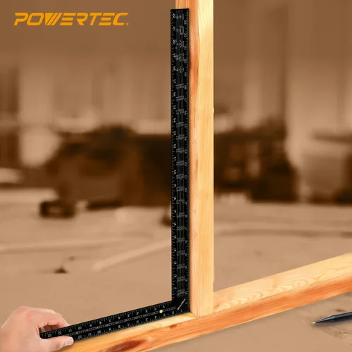 Vista 4 de POWERTEC Cuadrado para enmarcar, cuadrado de carpintero de acero de 16 x 24 pulgadas con mesas de viga, herramientas de marco y regla de ángulo