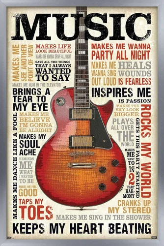 Vista 12 de Trends International Music Inspires Me Wall Poster, 14.725" x 22.375", Barnwood Framed Version