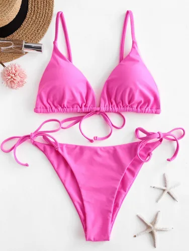 Vista 3 de ZAFUL Bikini triangular para mujer, conjunto de bikini floral de dos piezas