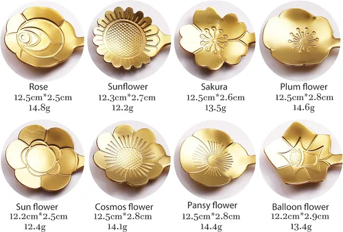 Vista 3 de 16 piezas de cucharaditas de té, cucharas de café bonitas de acero inoxidable ESRISE para decoraciones de fiesta de té (doradas)