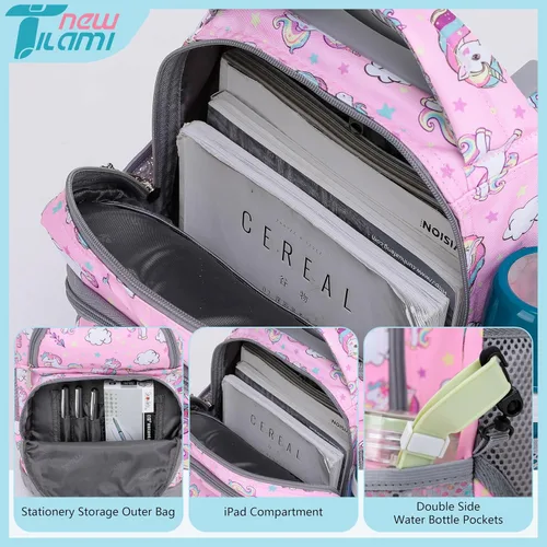 Vista 3 de Mochila rodante de 16 pulgadas, nueva mochila TILAMI para laptop con ruedas para niñas y niños en la escuela, Unicorn
