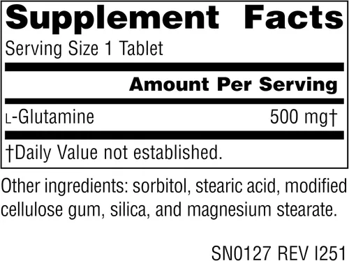 Vista 2 de Source Naturals L-glutamina, aminoácido de forma libre que apoya la energía metabólica*, 500mg - 100 tabletas