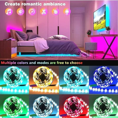 Vista 5 de Tenmiro - Tira de luces LED de 50 pies, tira de luces LED inteligente con sincronización de música, cambio de color, control de aplicación y control
