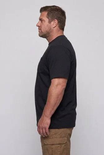 Vista 2 de KingSize Big & Tall Shrink-Less - Camiseta ligera, con cuello redondo, con bolsillo para hombre Negro