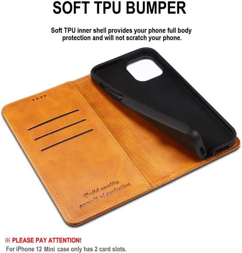 Vista 6 de SINIANL Funda tipo cartera para iPhone 12/12 Pro con tarjetero, funda plegable de cuero con función atril y cierre magnético para 6.1 pulgadas, Negro