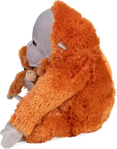 Vista 3 de Wild Republic Peluche de orangután de mamá y bebé, juguete de peluche, regalos para niños, animales de zoológico, 12 pulgadas