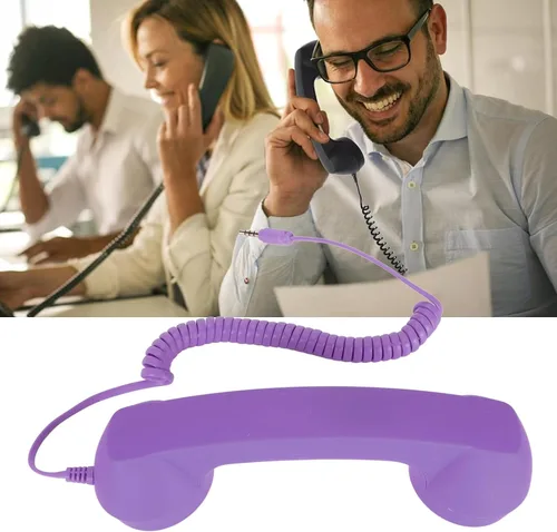 Vista 4 de Auricular de teléfono retro de 0.138 in para teléfono celular, receptor de teléfono móvil de mano con altavoz de micrófono incorporado, accesorio