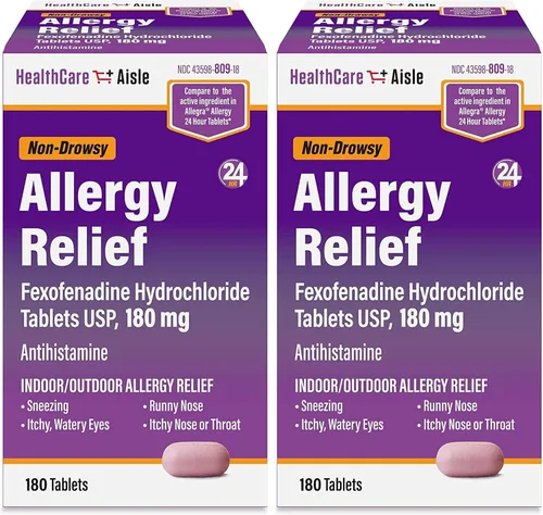 Vista 8 de HealthCareAisle Alivio de la alergia: tabletas de clorhidrato de fexofenadina USP, 180 mg, 90 tabletas, medicamentos para la alergia, alivio sin