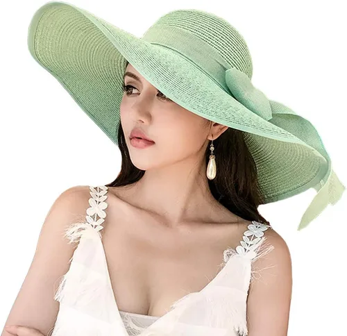 Vista 14 de FSIGOM Sombrero flexible plegable para mujer, sombrero de paja con protección solar de ala ancha, gorra de playa con protección UV de verano