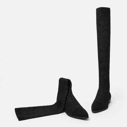 Vista 3 de VIVAIA Michaelia - Botas puntiagudas por encima de la rodilla de 21.7in de altura de caña de 21.7in de alto, botines de tela tejida de lana, zapatos